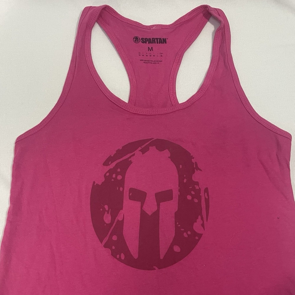 Spartan - Pink Racerback Tank Top Spartan Print Women's Size Medium